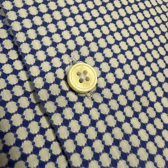 XACUS Dress Shirt Textured Made in Italy Cotton Long Sleeve Blue 16.5 Large - Picture 4 of 9